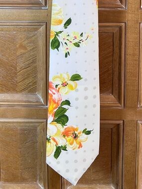 Vintage Cornell California Floral Necktie Orange Yellow Polka Dot Retro Tie